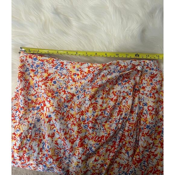 Boutique Faux Wrap Midi Skirt 4th of July Patriotic Red White Blue Beachy Medium - Picture 8 of 9